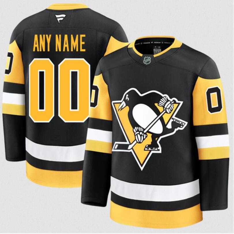 Mens Pittsburgh Penguins Active Player Custom Black 2024-25 Home Stitched Hockey Jersey